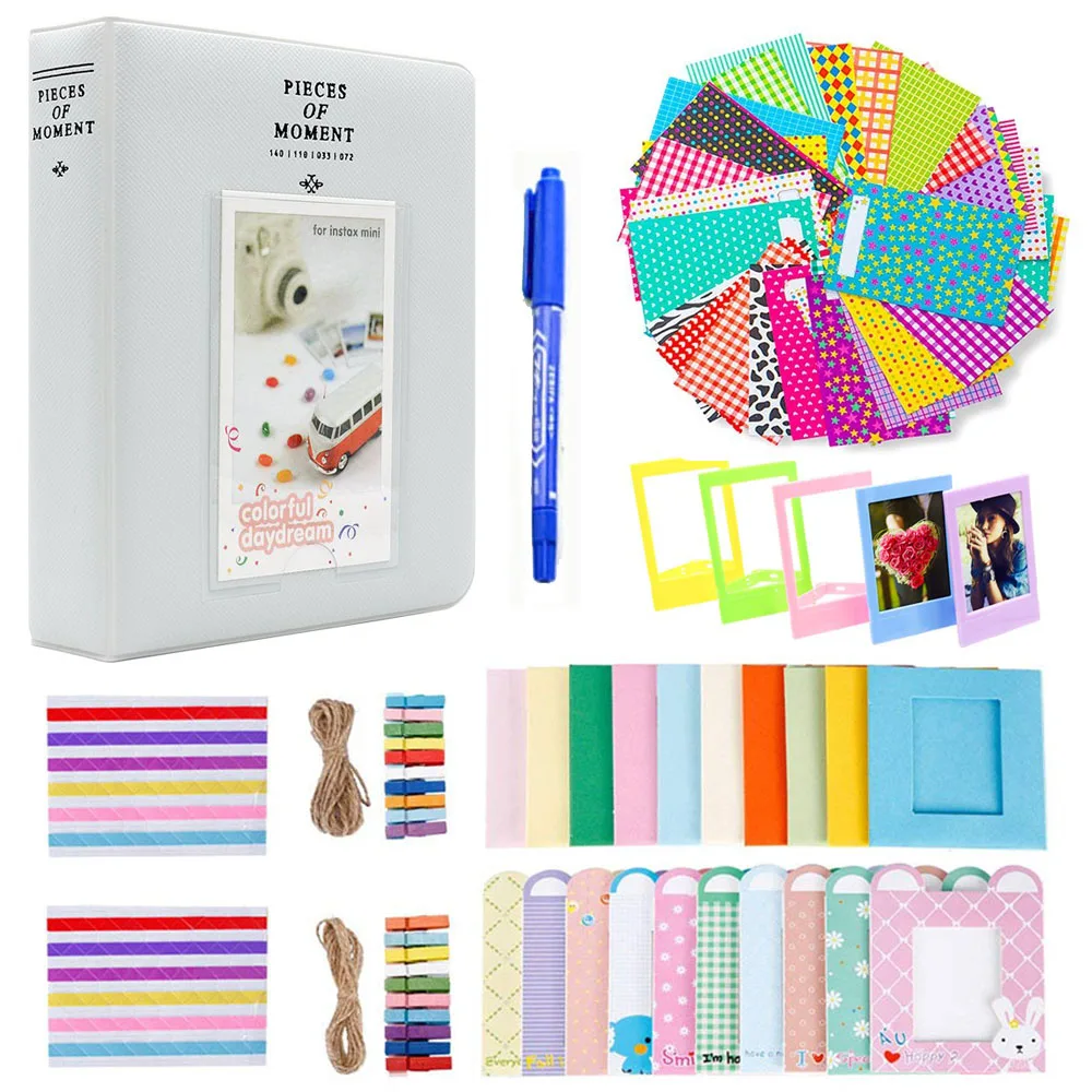 Smoky White Bundle Fujifilm Instax Mini 9 8 7s Аксессуары для камеры мини-фотоальбом настенный фотоальбом бумажные рамки наклейки маркер ручка пряди - Цвет: Smoky White Bundle