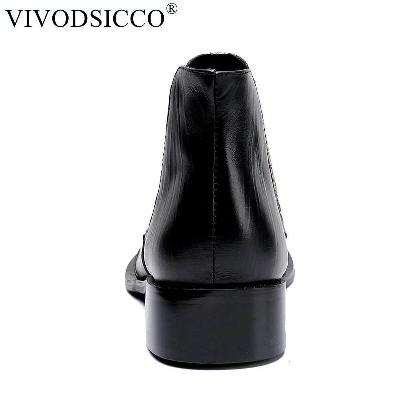 VIVODSICCO/модные мужские Ботильоны из натуральной кожи; парадная обувь; ботинки «Челси» с острым носком; ковбойские ботинки; zapatos hombre Bota