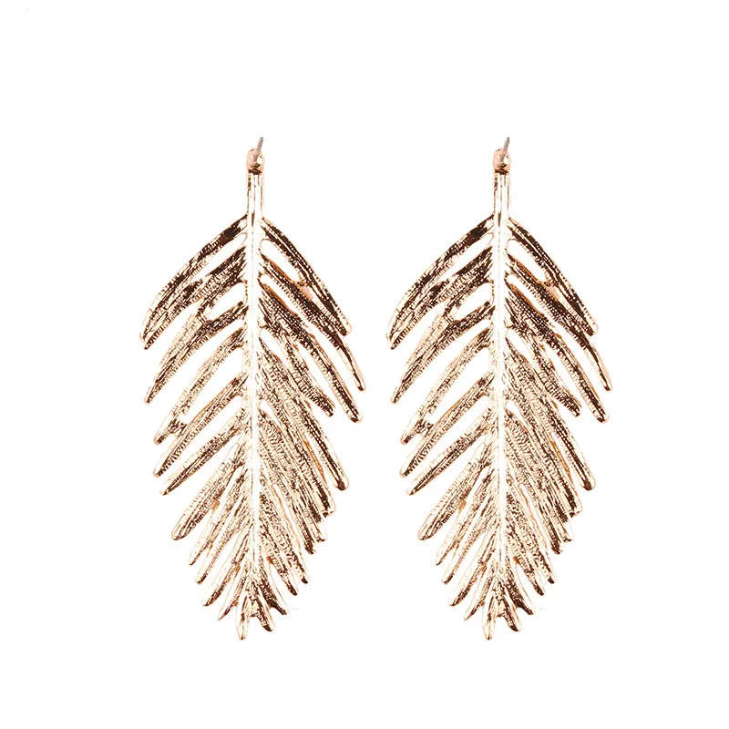 gold color 5 Girlgo модные серьги в виде металлического листа для женщин геометрические длинные женские серьги-подвески Золото Серебро Цвет Винтаж Бижутерия - Окраска металла: gold color 5