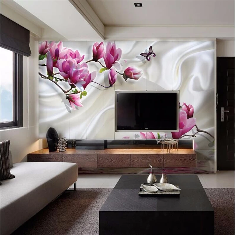 Обои для стен 3 d Романтический минималистичный зеленый гостиной диван Магнолия