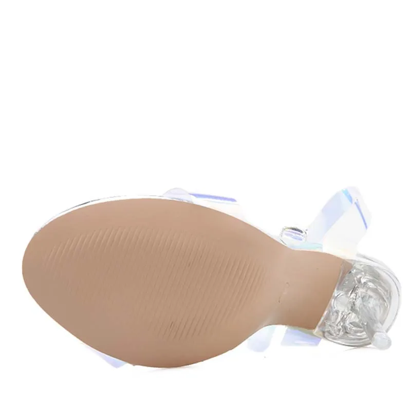 Новинка 2020 женские сандалии прозрачные из ПВХ летние на высоком каблуке с