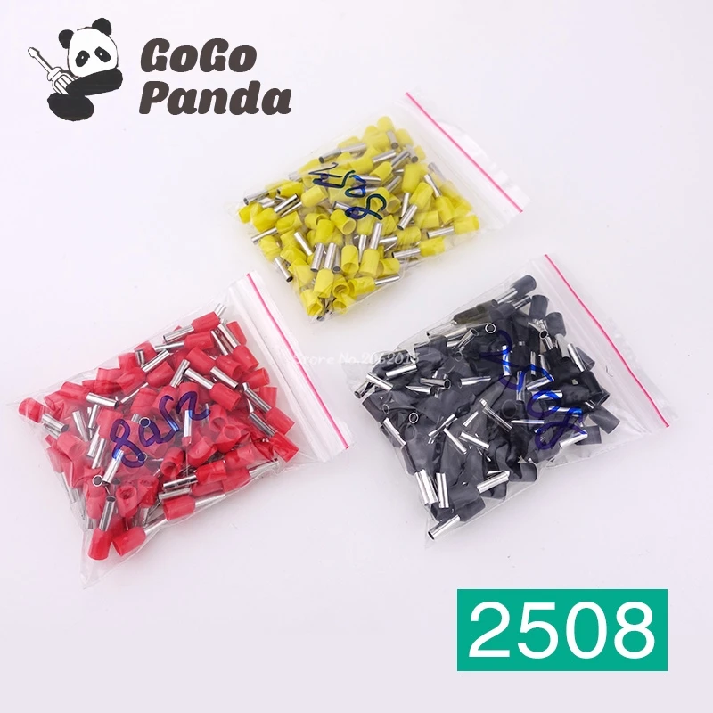 100 шт. E2508-E6012 16AWG провода обжимной контакт изолированный наконечник кабельный наконечник красочные E0508 1008 1508 7508 4012