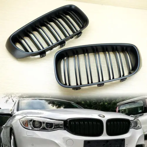 1 пара матовый черный фронт почек двойная планка решетка Набор для BMW 3 серии F34 GT