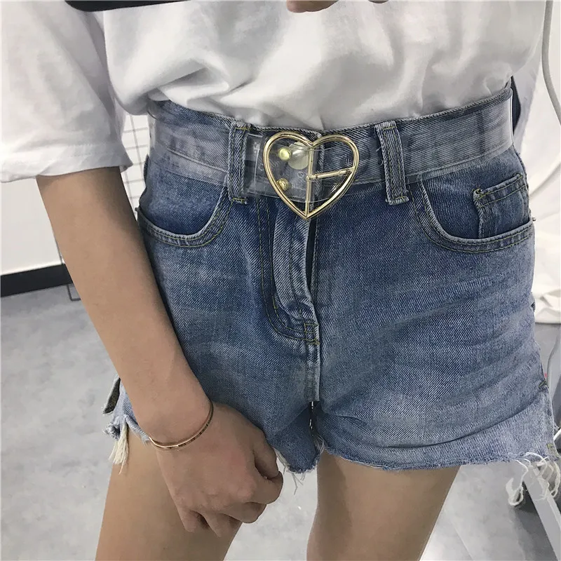 Waist Belts Women Resin Transparent Long New Belt Adjustable Waist Dress band Transparent Belt Heart Buckle Waist Sweet Belt
