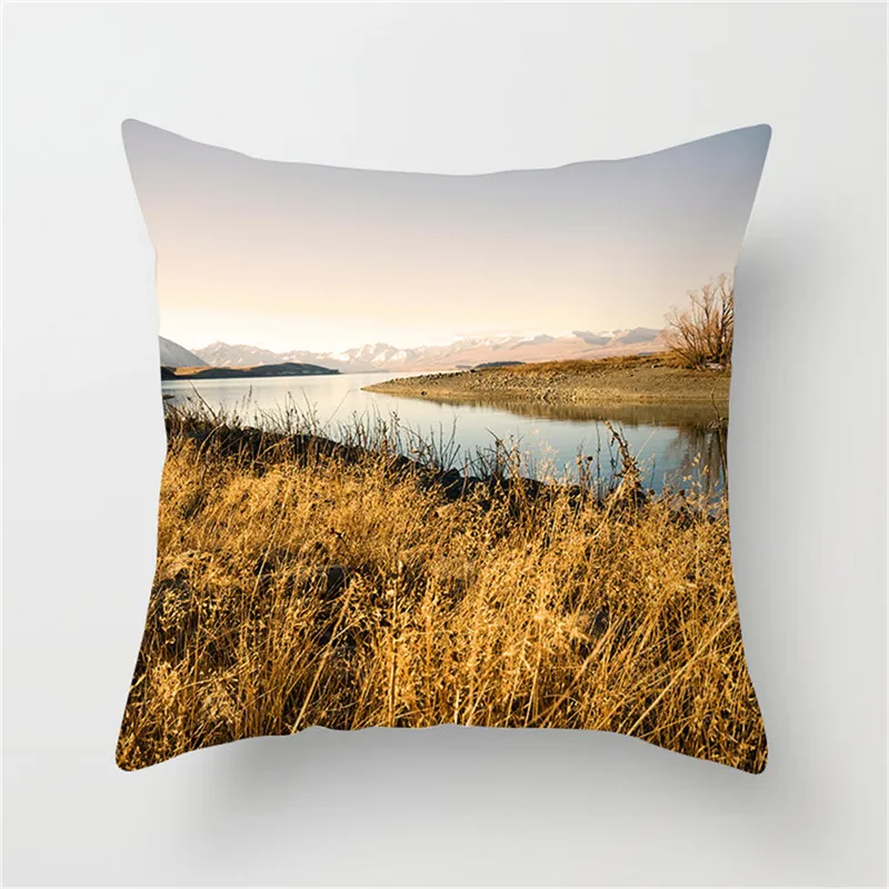 

Fuwatacchi Scenic Painting Cushion Cover Dusk Snow Mountain Fall Pillow Cover for Decor Sofa Car Bedroom Decoration Pillowcases