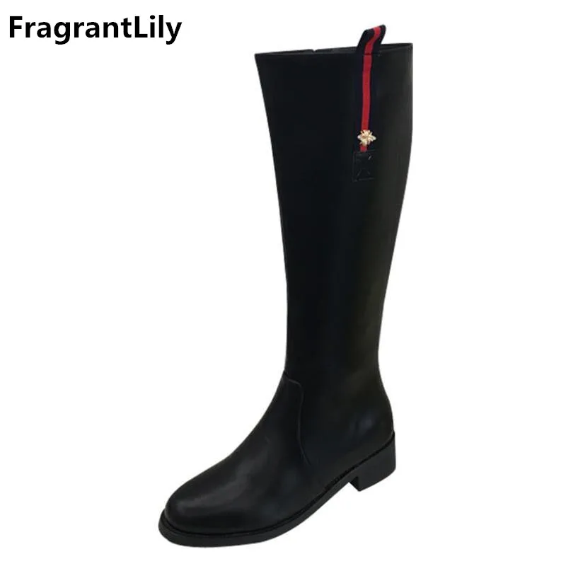 FragrantLily Autumn Winter Women Boots Round Head Square long tube Martin Woman Fashion over the knee comfortable Warm | Обувь