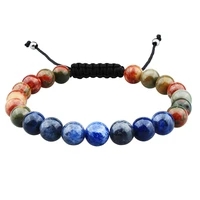 hawson colorful bracelet for men blue veins stone beads and red tophus with adjustable braided rope bracelets for women