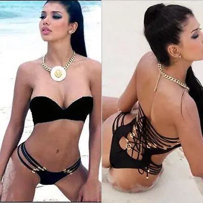 Bathing Suit New Women Swimwears Bikinis Set 2015 Summer Style Bandeau Bandage Push Up Pad Triangle Swimwear Swimsuit Plus Size |