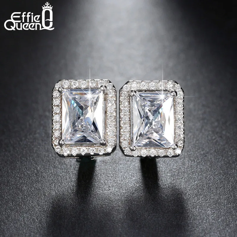 Новое поступление 1.8ct прямоугольные кубические серьги из циркония для женщин