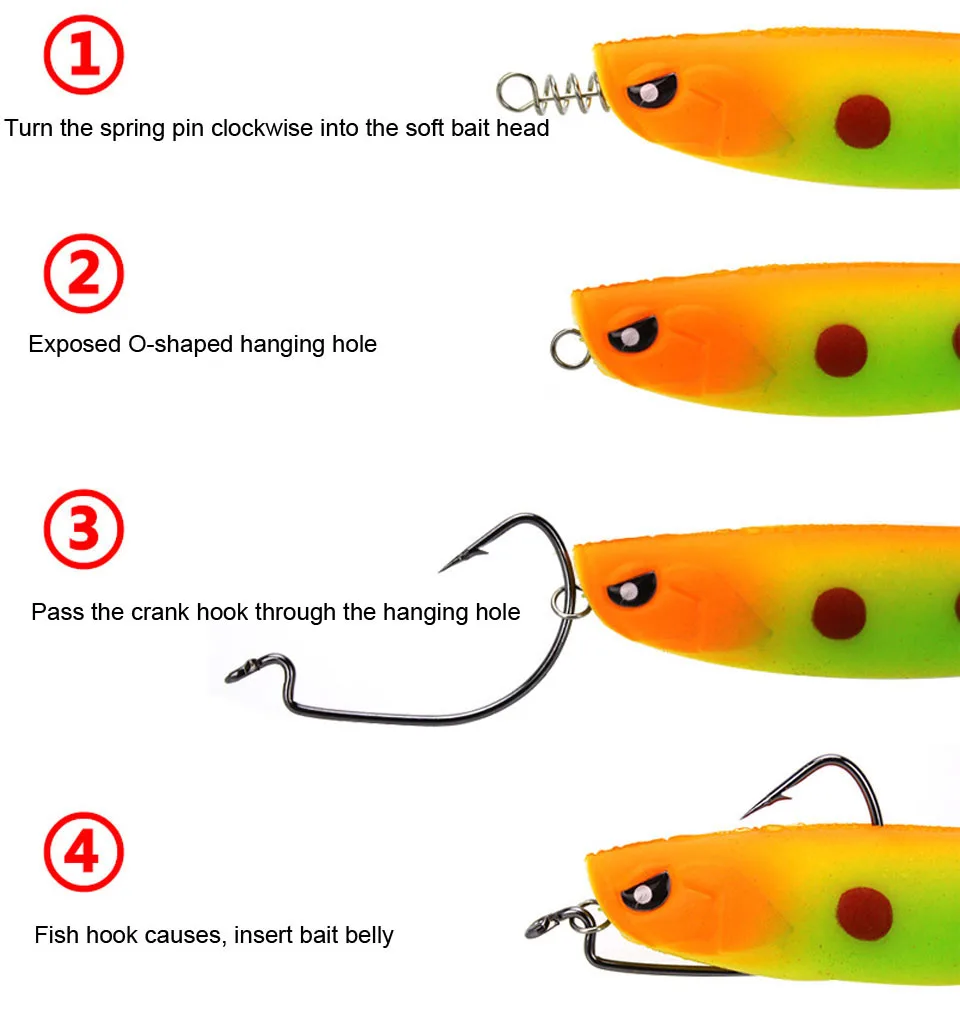 WALK FISH 1.5CM 3.5CM Fishing Hook Centering Pins Spiral Fishing bait Steel Spring Crank Lock for Soft Lure Fishing Accessories