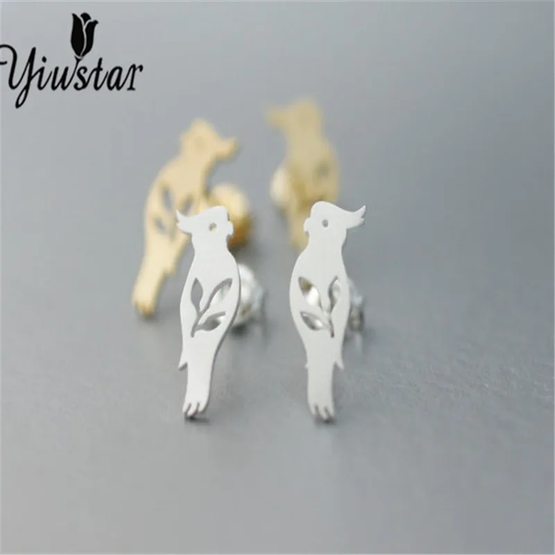 

yiustar Cut Parrot Bird Earrings Stud For Women Animal Bird Pendientes Mujer Moda 2018 Earing Women Party Jewelry Gifts E070