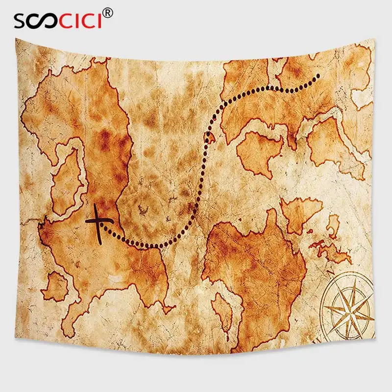 Настенный Гобелен Cutom украшение с изображением карты островка Подлинная