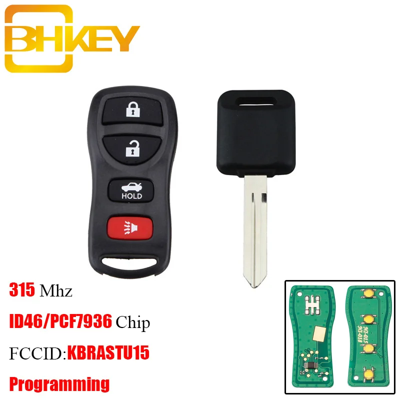 BHKEY 4 кнопки дистанционного ключа для Nissan 315 мГц ID46 чип для Nissan Altima Maxima 2004-2006 для Nissan Armada 2005- KBRASTU15