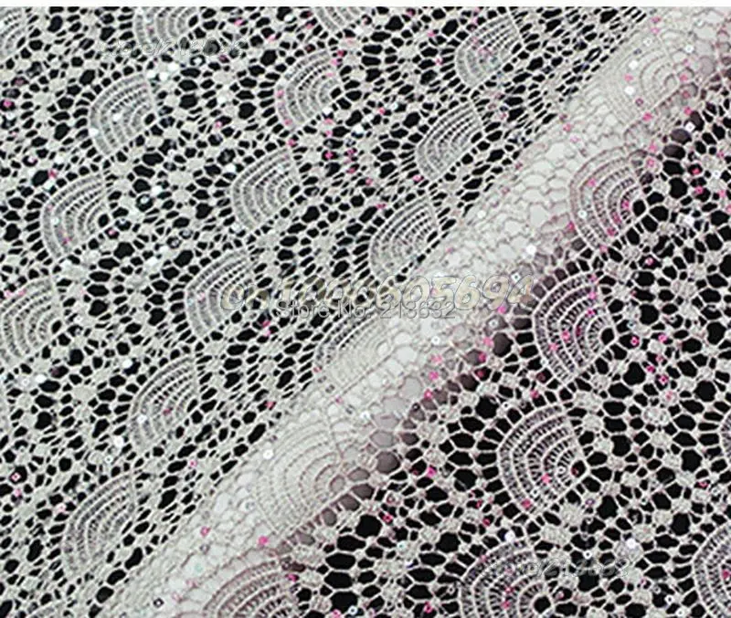 PQYY60 All the silver light of water soluble polyester filament fabric lace heavy stereo flower fan sequins embroidery cloth | Дом и сад