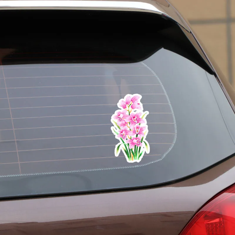 YJZT 8*14.5CM Coolest Orchid Flowers Decor Car Stickers High Quality Personalized 11A0886 |