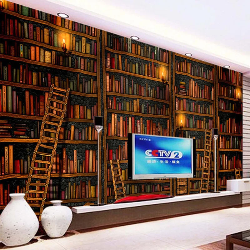 3D обои, Классическая книжная полка, картина маслом, фотообои, для учебы, библиотеки, гостиной, фон для стены, домашний декор, Papel De Parede, 3D