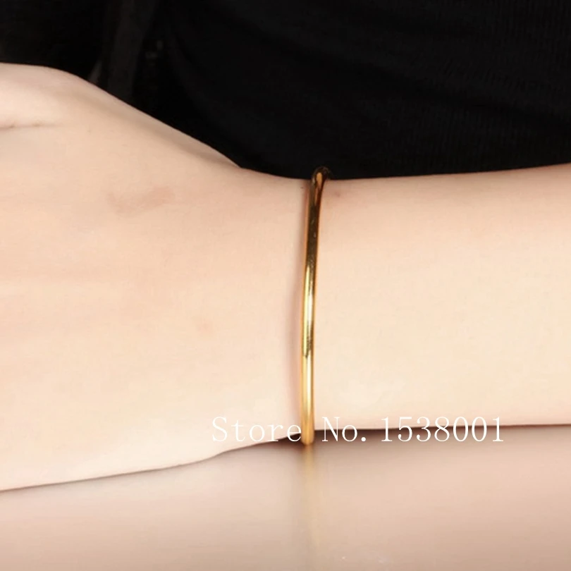 Гладкий Простой браслет желтый золотистый Женский Браслет-манжета диаметром 58