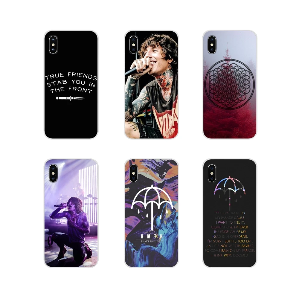 Мягкие прозрачные чехлы для Apple iPhone X XR XS MAX 4 4S 5 5S 5C SE 6 6S 7 8 Plus ipod touch bmth bring me the
