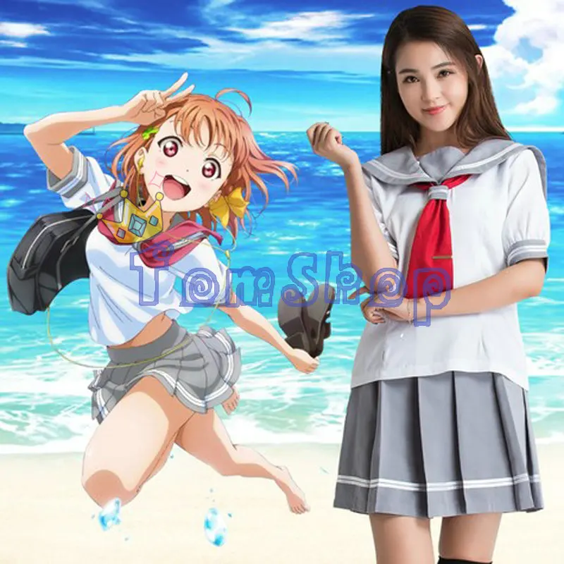 

Love Live! Sunshine!! Aqours Takami Chika School Uniform Anime Cosplay Dress Girl's Halloween Costumes