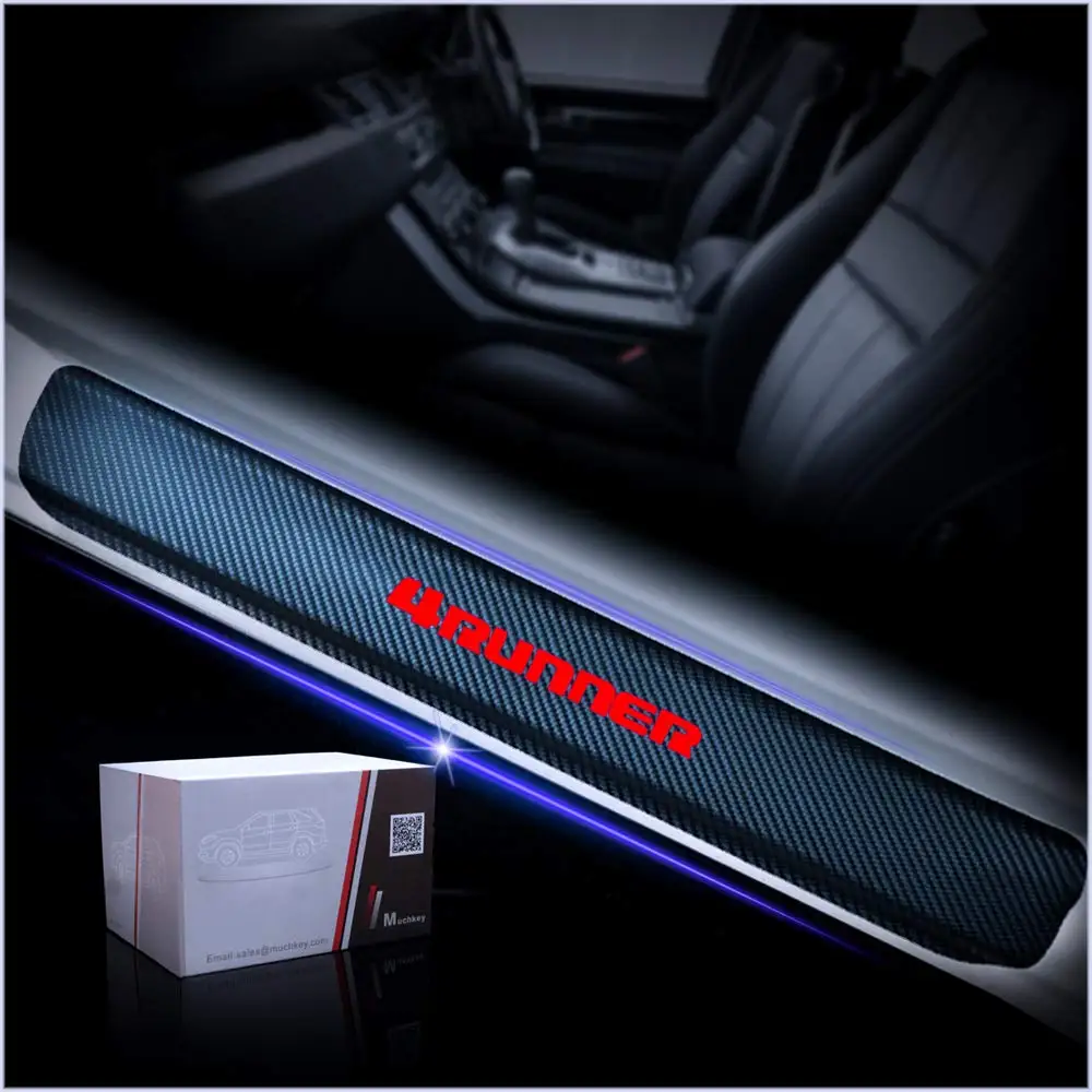 

4D Door Sill Protection Stickers for Toyota 4Runner Carbon Fibre Car Scuff Plate Entry Guard Non-Slip 4Pcs Red toyota highlander