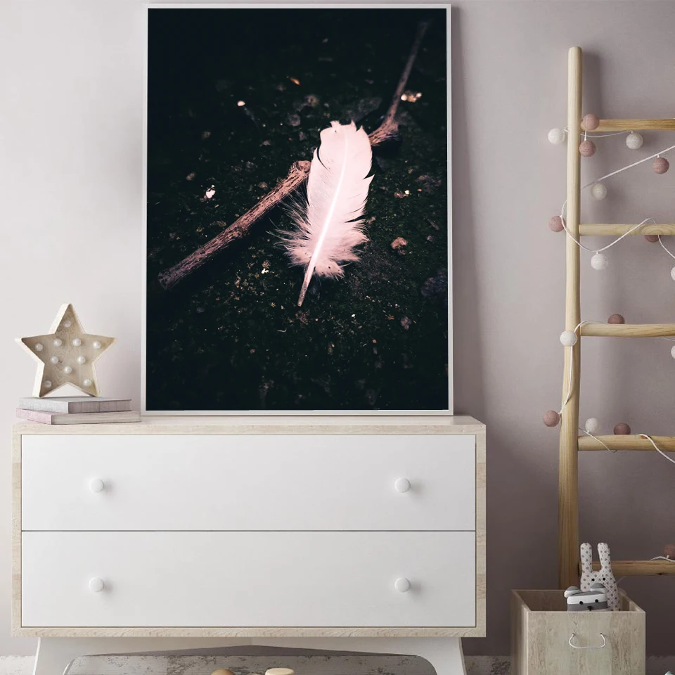

Poster Wall Art Pink Flamingo Feather Nordic Canvas Painting Animal Posters And Prints Wall Pictures For Living Room Decoration