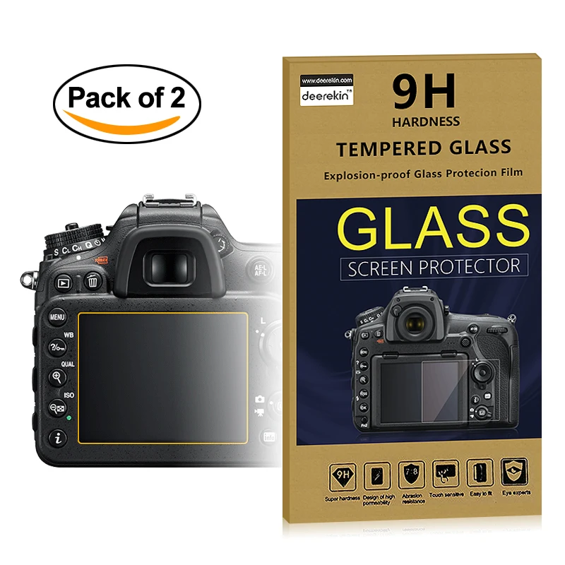 2x Self-Adhesive 0.25mm Glass LCD Screen Protector for Nikon D3500 D3400 D3300 D3200 D3100 Digital Camera