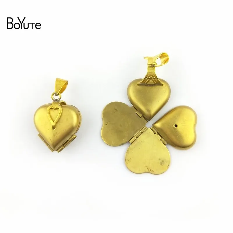 Медальон BoYuTe из необработанной латуни с эффектом памяти изображение сердца