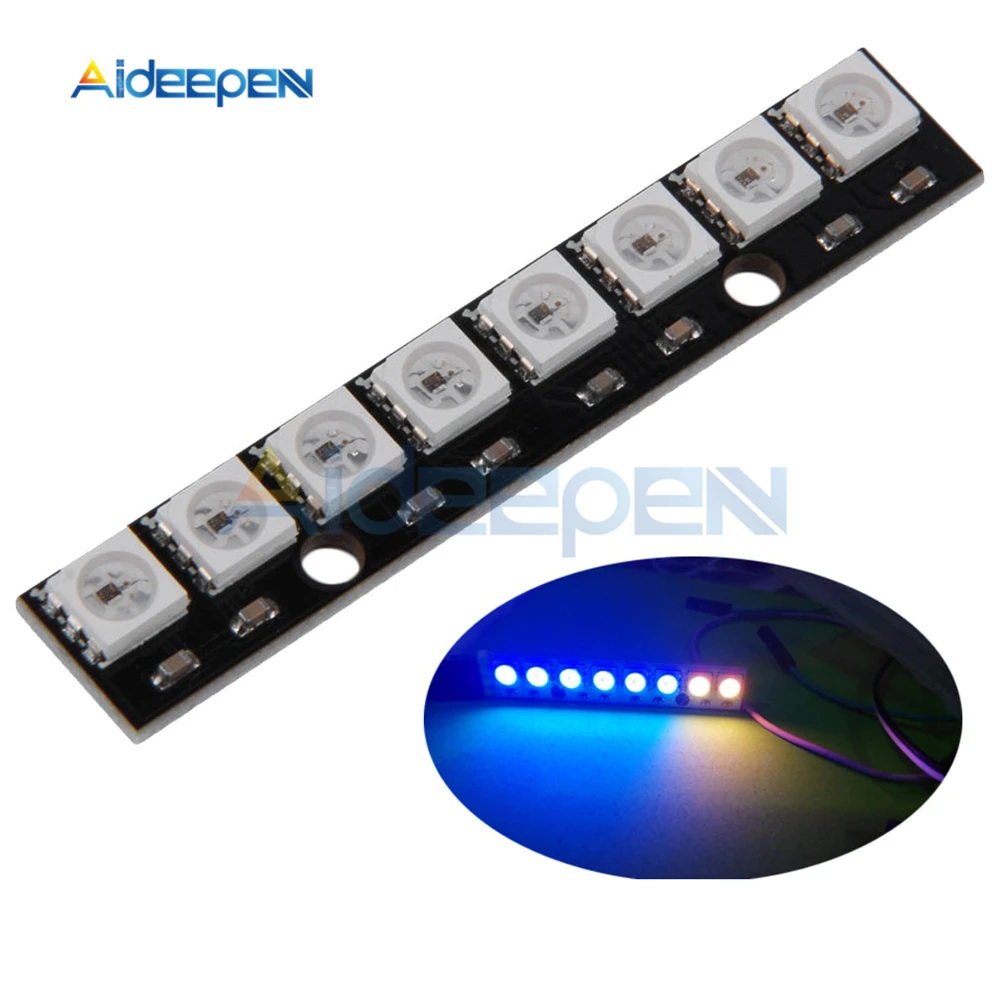 WS2812 WS2812B WS 2811 5050 RGB Светодиодная панель модуль 5 В 8 канальный битный Радужный