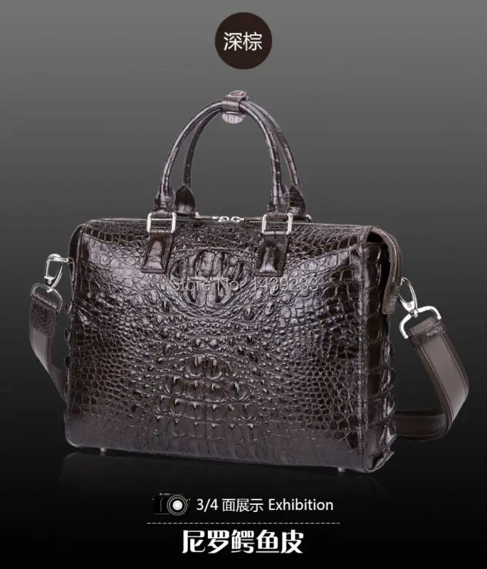 Мужская сумка через плечо из натуральной кожи аллигатора деловая крокодиловой