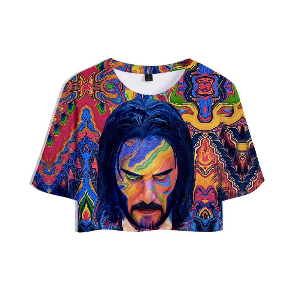 Kpop John Wick 3D женская верхняя Футболка Harajuku открытый пупок T-Shein летние мягкие