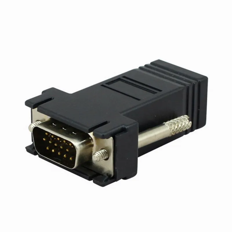 Новинка VGA RGB 15-контактный Удлинитель со штекером для Lan Cat5 Cat5e RJ45 Ethernet гнездовой