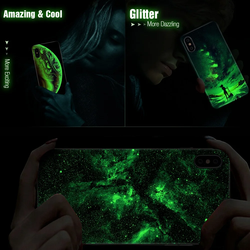 Роскошный светящийся чехол TOMKAS для iPhone X Xs Max Xr, стеклянный чехол для телефона, силиконовый чехол для iPhone 7, 8 Plus, чехол s для iPhone 6 S, 6s