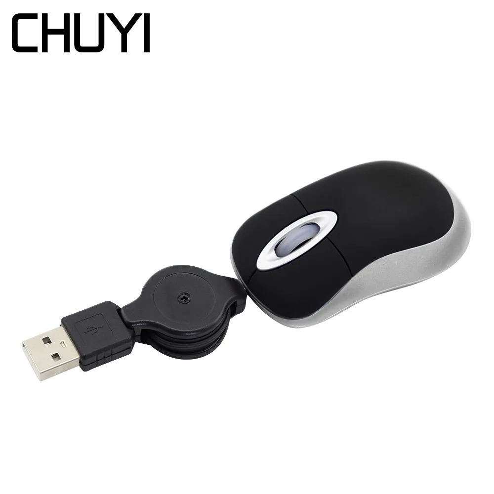 

3D Mini Retractable Wired Optical Mouse 1600DPI Scalability Wired Mice Portable Office Mice for Desktop Laptop
