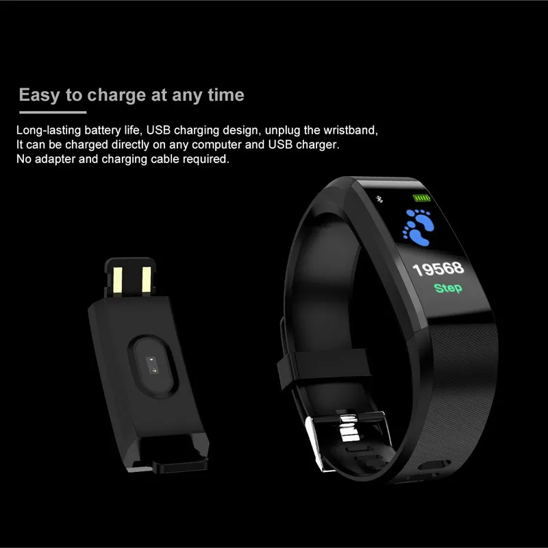 Смарт-браслет kebidu ID115 plus с Bluetooth фитнес-браслет пульсометром и шагомером браслет