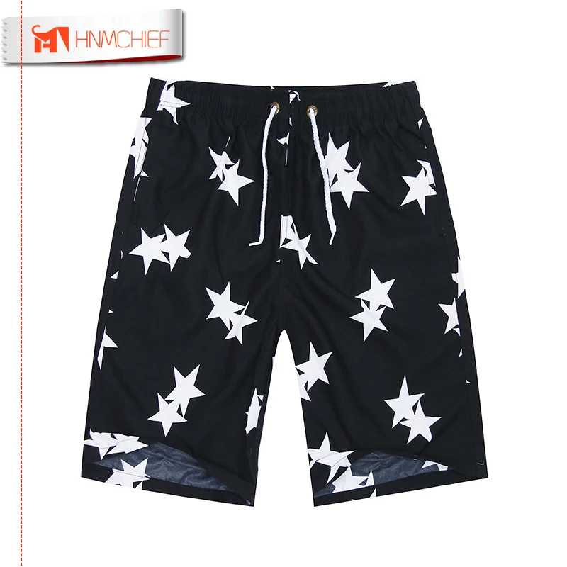 Новинка 2017 мужские летние пляжные шорты HNMCHIEF в клетку полоску со звездами