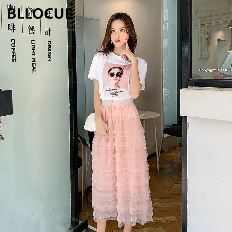 BLLOCUE/Новый Модный комплект из двух предметов летняя женская футболка с круглым