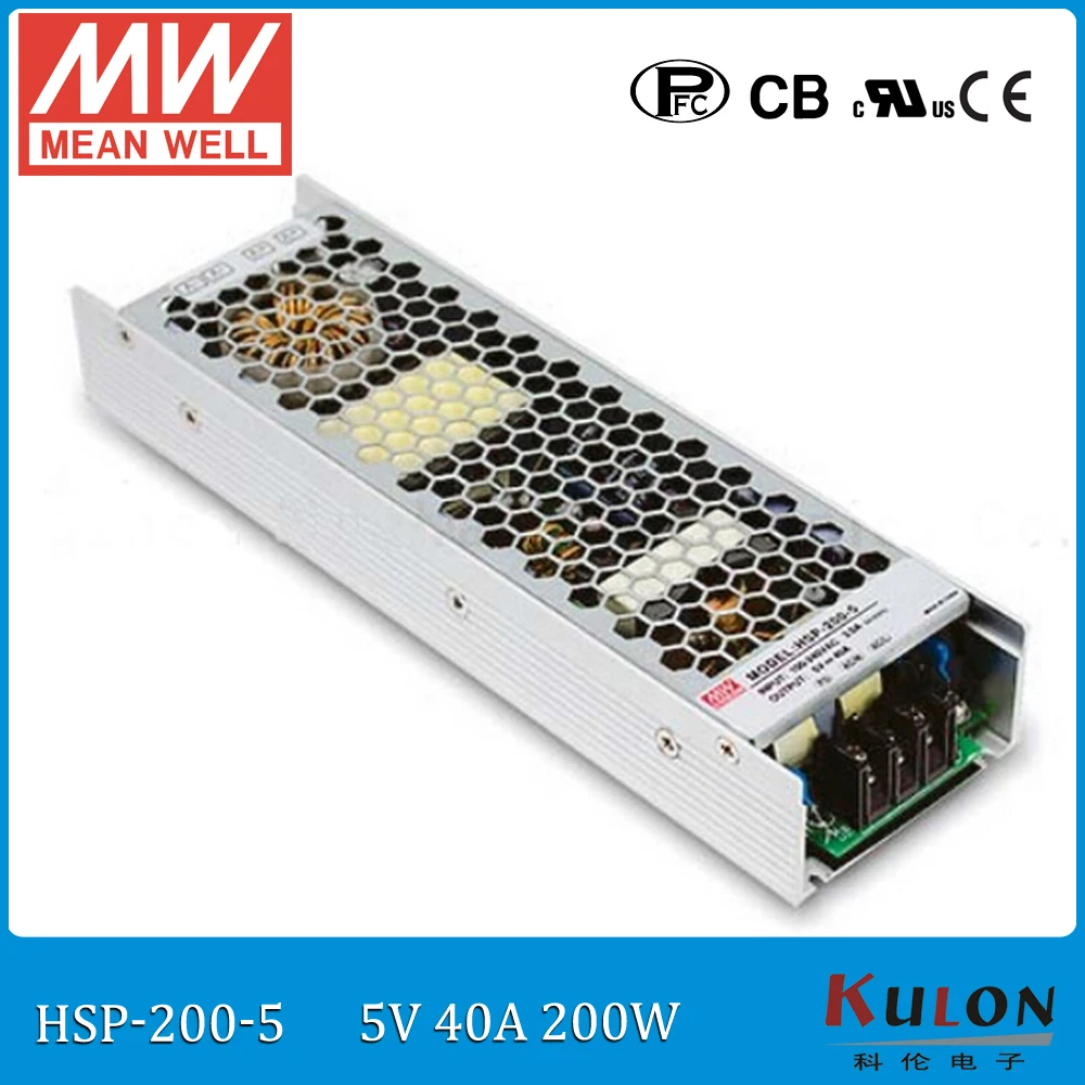 

Original Meanwell HSP-200-5 200W 40A 5V conformal coated Power Supply 5V slim power supply with PFC for LED moving sign panel