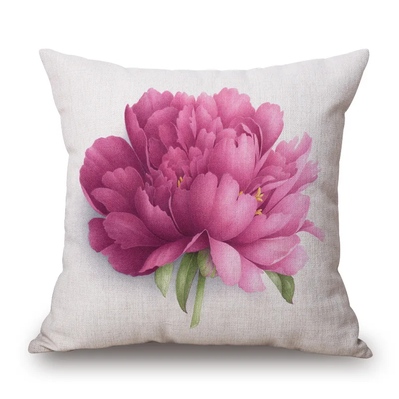 Мода высокого качества из хлопка и льна Красивая Розовый цветок пиона автомобиль