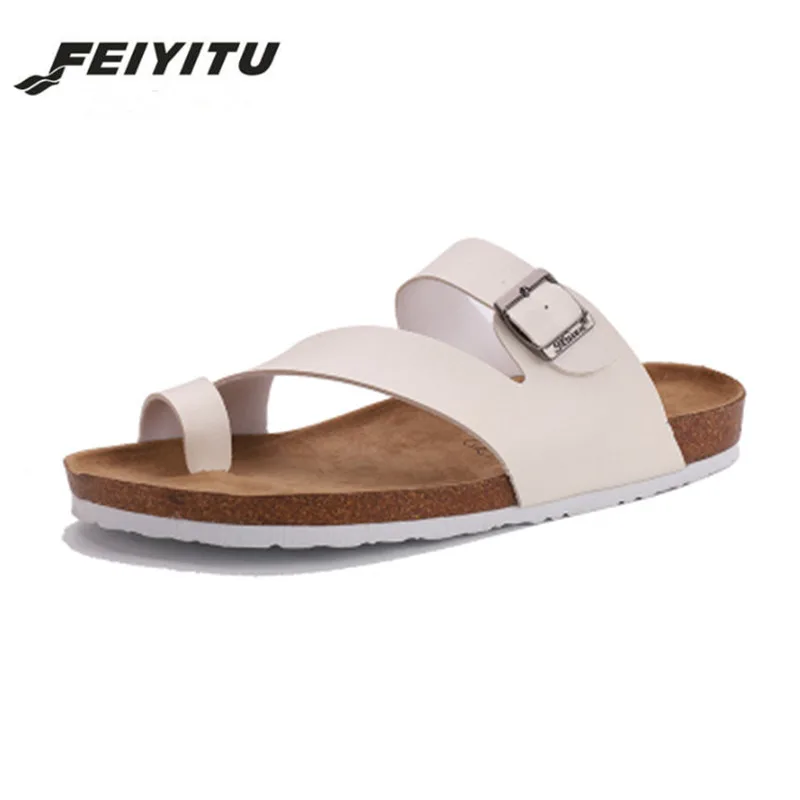 Летние мужские сандалии FeiYiTu в стиле унисекс пробковые шлепанцы повседневные