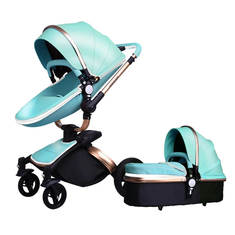 blue stroller Babyfond Poussette 2 в 1 Детские коляски брендовые коляски розового цвета из искусственной кожи Удобные Детские коляски высокого качества newbornPram - Цвет: blue stroller