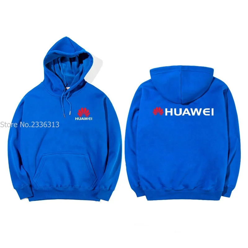 Синий Осень Зима для мужчин и женщин huawei Толстовка для мужчин и женщин с капюшоном оснастки на заказ группа одежда Печатный логотип пуловер Одежда - Цвет: Синий