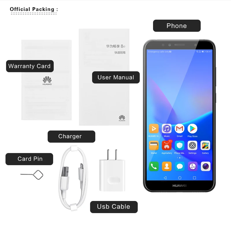Глобальная ПЗУ 5 7 ''huawei Enjoy 8e 3g Ram 32G Rom 1440*720 P MSM8937 Восьмиядерный Android 8 0 3000 mAh