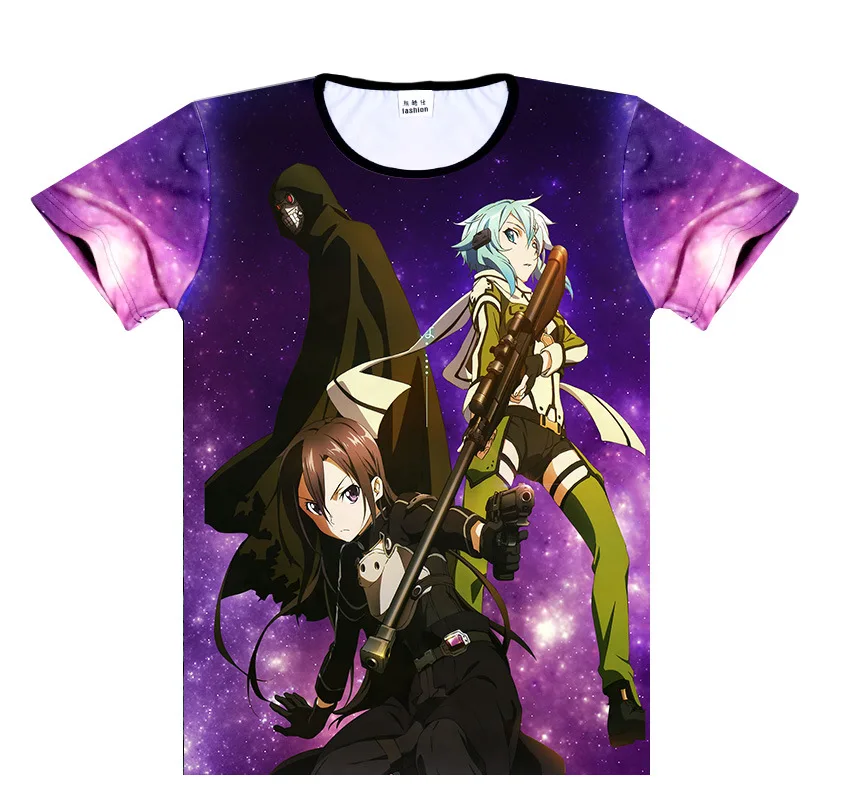 Sword Art Online T-shirt Asuna Kirito Kirigaya Kazuto SAO Cosplay Costume Anime Fashion Men Women T Shirt Tees New Cool Design | Мужская