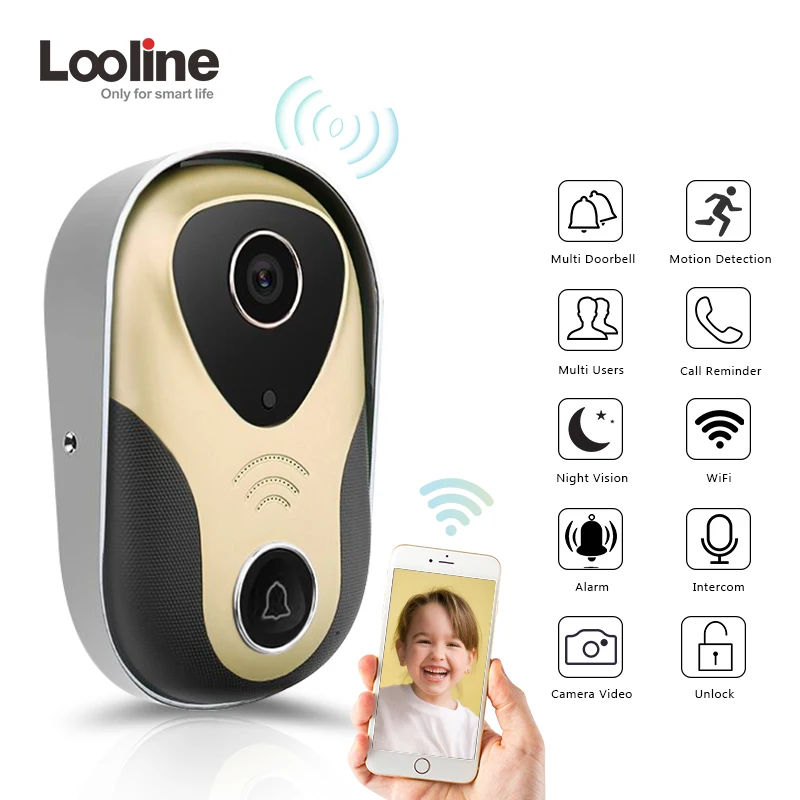 Видео домофон двери просмотра видео вызова Looline 720 P HD IP дверной звонок Поддержка
