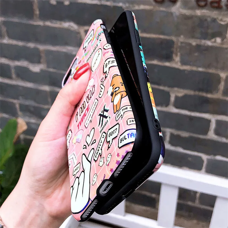 Blue light Graffiti Personality Fashion Phone Case For iPhone X 6 6S 7 8 Plus Cases Cute Cartoon Luxury Cover Funda | Мобильные