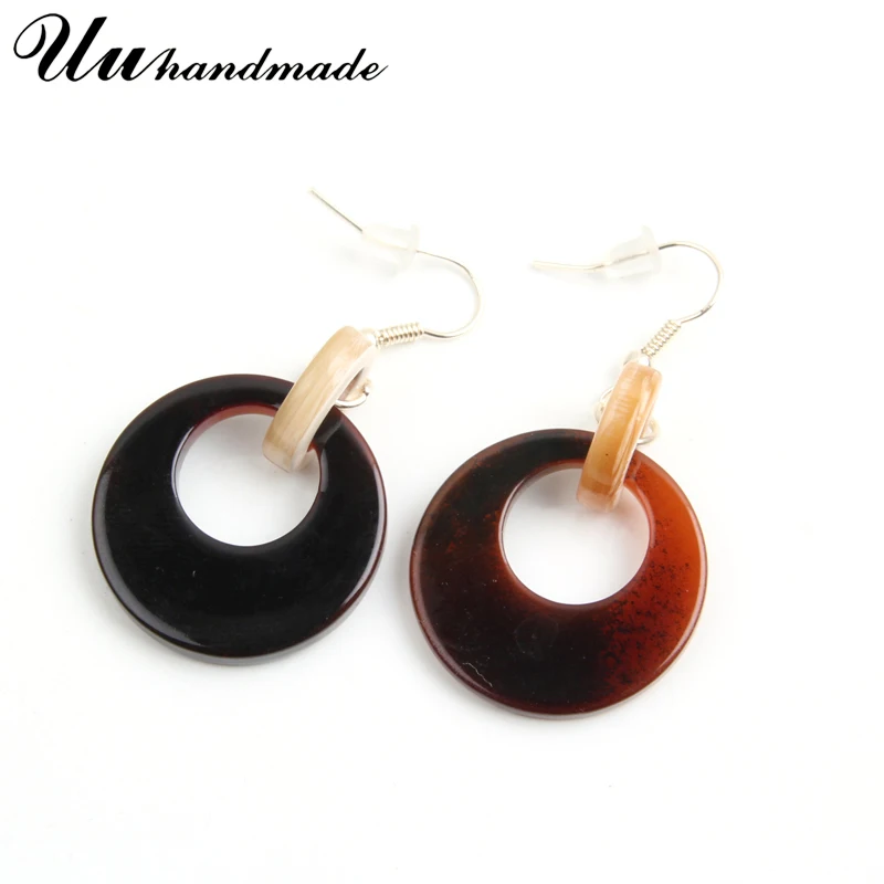 Женские классические серьги с круглыми акриловыми звеньями и цепочкой |