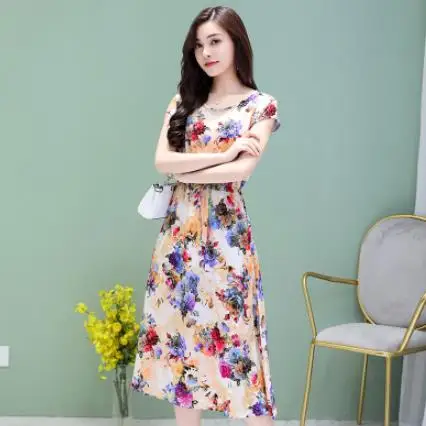 Женское летнее свободное платье элегантное хлопковое с коротким рукавом и