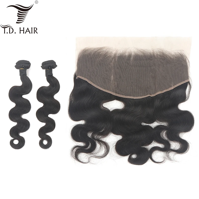 Перуанские 2 пучка Remy объемные волнистые волосы с 13*6 фронтальным кружевом