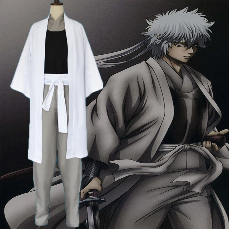 Полный комплект униформы серебряной души из аниме маскарадный костюм Gintama Sakata