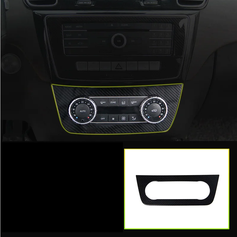 fiber 1pcs Наклейки на панель CD кондиционер переключатель панель накладка для Mercedes Benz GLE W166 GLE Coupe C292 GLS класс amg аксессуары - Название цвета: fiber 1pcs